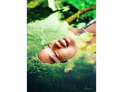 Girl in the water of grass