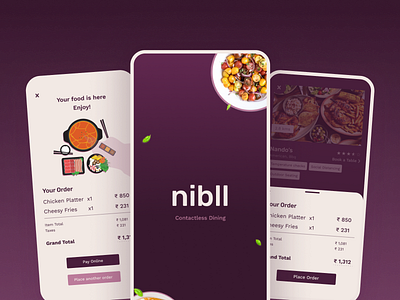 Nibll- A Contactless Dining App app design dining food food illustrator food ordering app illustration minimal ordering ui ux