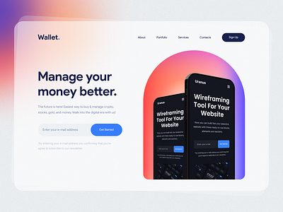 Wallet 🔥 Based on Uranus - Wireframe Kit 2021 3d design free glass glass effect glassmorphism gradient gradients template trends trends 2021 ui ui8 wireframe