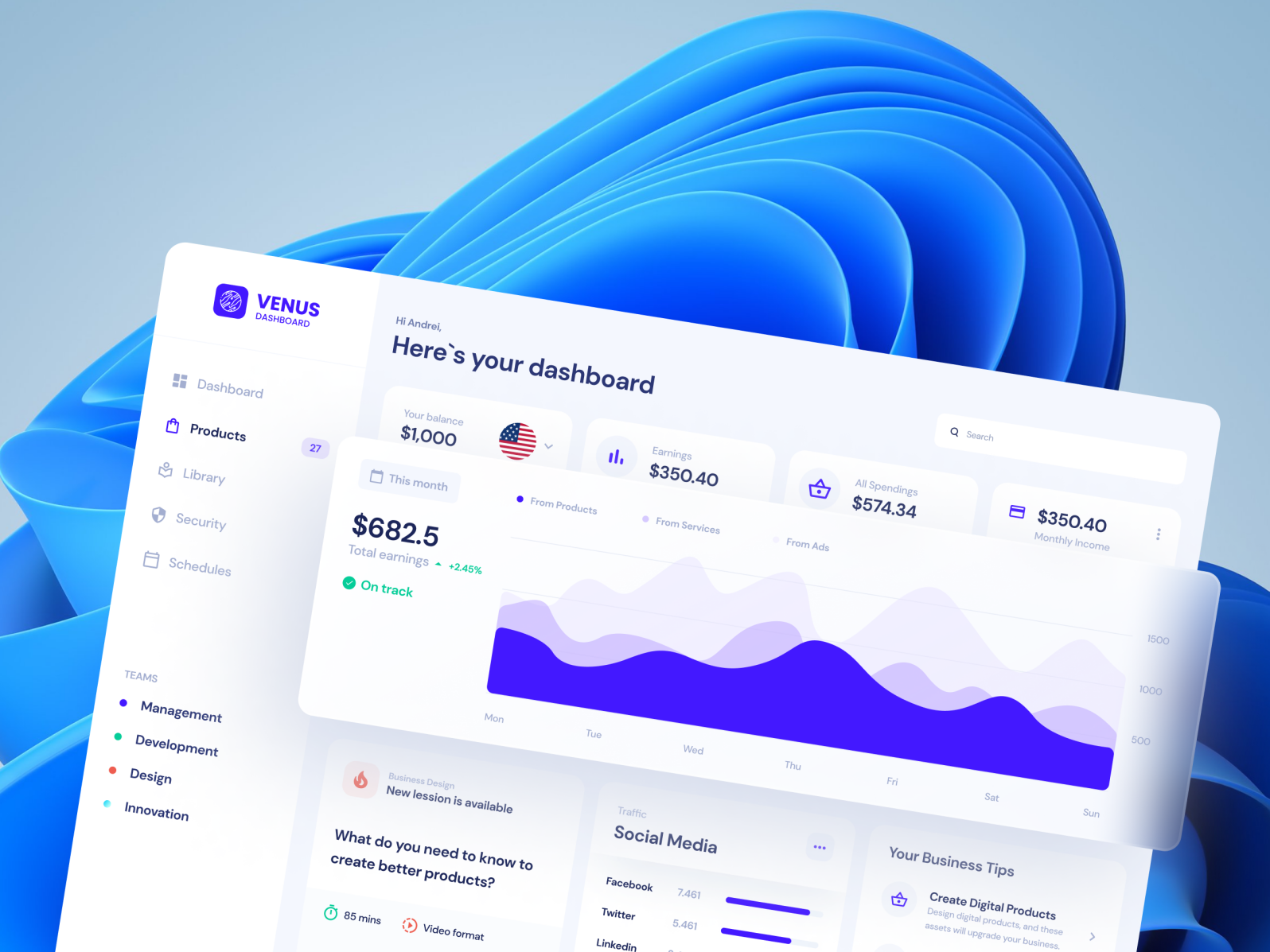 Analytics Dashboard based on VDB Pro 🎈 by Horizon UI on Dribbble