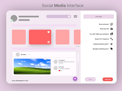 Social Media Interface app design figma illustrator ui ux web