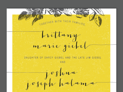 Brittany + Joshua's Invitation Closeup design floral invitation stationery type typography wedding wedding stationery