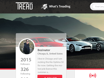Tread Re-Design Concept car redesign social network tread