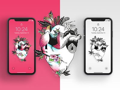 Illustrated backgrounds background art background design backgrounds design heart illustration illustration art iphonex ui vector wallpaper design wallpapers