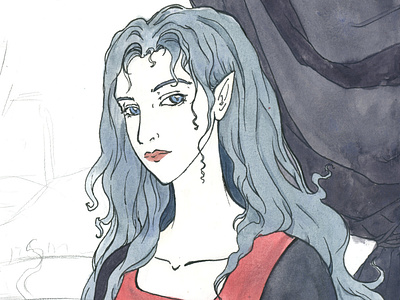 Arwen illustration lordoftherings watercolor