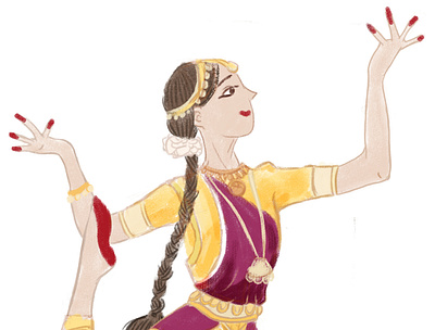 A bharatanatyam dancer childrensillustration design illustration indiandance portrait