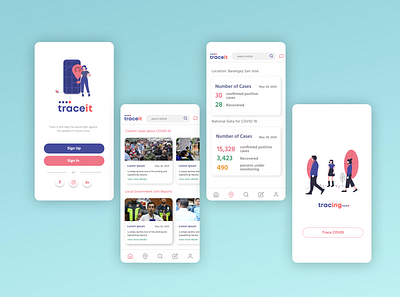 Traceit - A mobile application for COVID-19 contact tracing app design ui