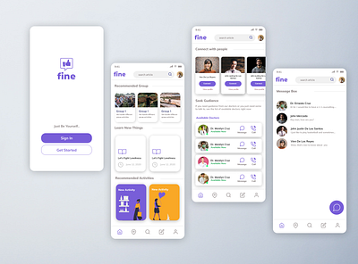 Fine - A Social Media Platform app design ui