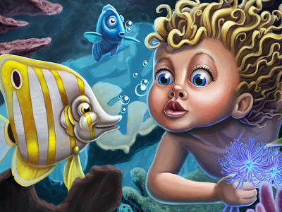 Coral cintiq digital painting fish mermaid photoshop wacom