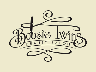 Bobsie Twins Logo beauty salon branding design hand lettered logo typography