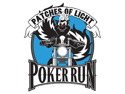 Patches of Light Poker Run apparel biker illustration illustrator logo patch poker run skunk vector