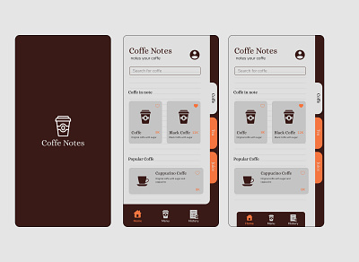 Coffee Notes app coffee coffee shop coffeeshop figma icon8 mobile mobile app mobile app design mobile design mobile ui notes typography ui