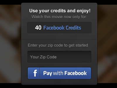Pay with Facebook blue button input overlay payment video