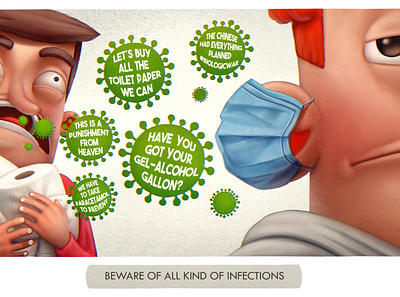 Beware of all kind of infections - COrona-illustration series animation coronavirus facemask illustration