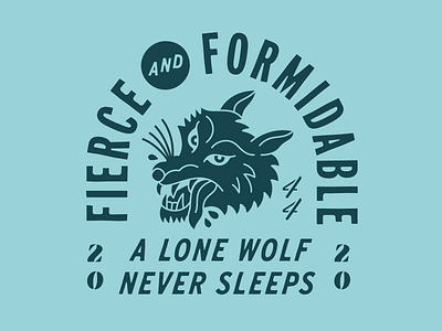 Fierce & Formidable badge crest illustration muscle car racing wolf