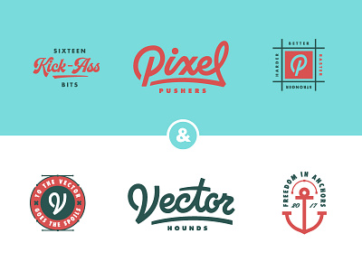Pixel Pushers & Vector Hounds anchor badge branding lettering logo logotype vector