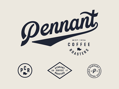 Pennant Coffee Roasters badge coffee custom type lettering logotype pennant process roaster