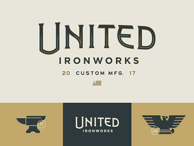 United Ironworks anvil custom type eagle flag logotype metal mfg united