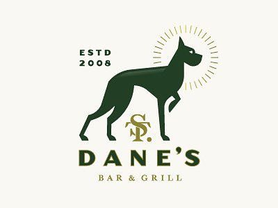 Saint Dane's bar dog great dane grill logo monogram saint