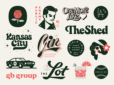 Some Stuff: 2019 baseball car cocktail flower gin hippie lettering liquer logotype musclecar retro rose script vintage