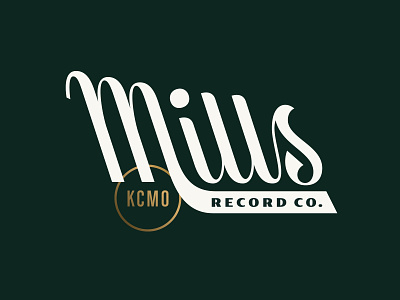 Mills Record Co. backslant custom type kansascity lettering logotype mid century mid century midcentury record store records script wordmark