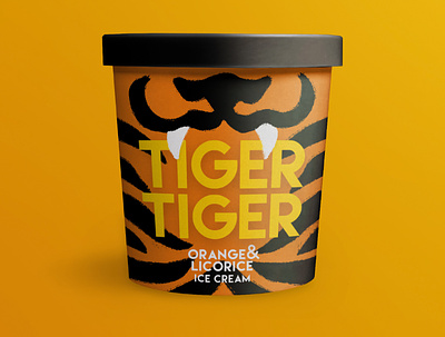 Tiger Tiger Ice Cream branding design dribbbleweeklywarmup ice cream icecream illustration label orange packaging tiger tiger king