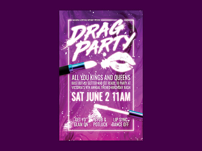 Drag Party Poster advertisement drag queen event liquid makeup paint poster poster art poster design posters