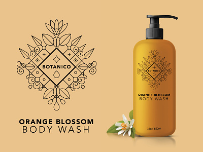Body Wash Logo Detail body wash bontanical bottle branding design floral flower label logo minimal monoline monoline logo packaging shampoo shampoo bottle soap