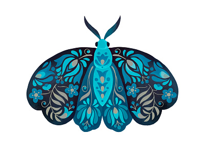 Folk Art Moth Illustration