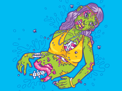 Zombie Illustration bright colors dead girl drawing illustration vector zombie zombie girl