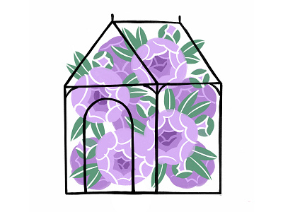 Greenhouse Illustration animation drawing floral flowers flowers illustration flowershop greenhouse grow illustration peony plants purple