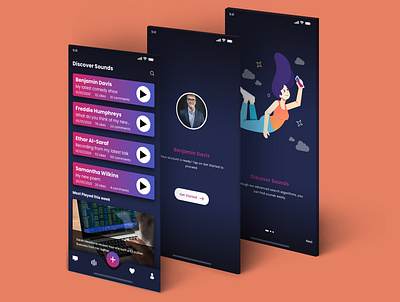 SoundBite - Audio Social Media App app app design branding design illustration mobile mobile app mobile application mobile ui social media ui ux