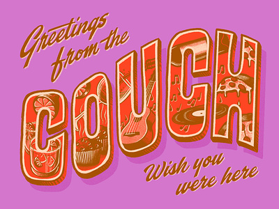 Greetings from Quarantine coronavirus greetings greetings card halftone hand lettering illustration postcard procreate quarantine texture truegrit typography vintage