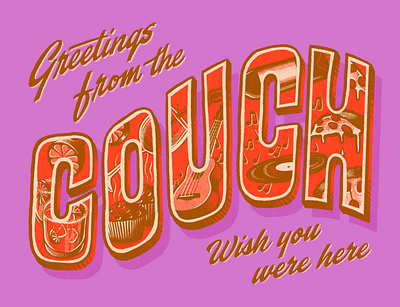 Greetings from Quarantine coronavirus greetings greetings card halftone hand lettering illustration postcard procreate quarantine texture truegrit typography vintage