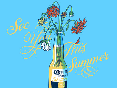 See You This Summer beer flowers hand lettering illustration script