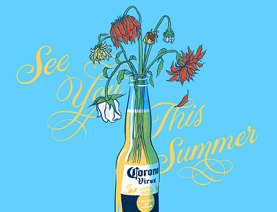 See You This Summer beer flowers hand lettering illustration script