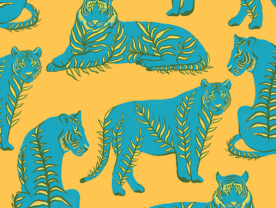 Tiger Stripes design ferns illustration procreate tiger tiger king