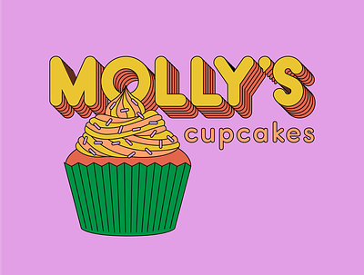 Molly's Cupcakes branding cupcakes dessert logo design redesign retro typography