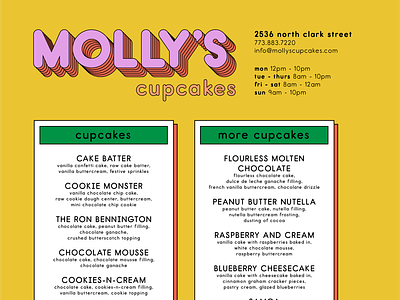 Molly's Cupcakes cupcakes dessert logo design menu design redesign typography
