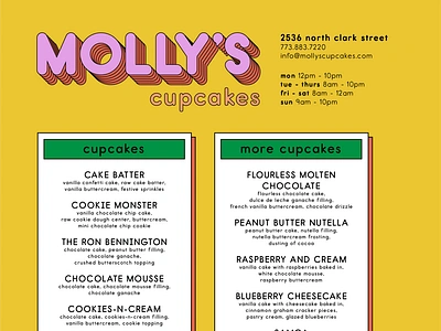 Molly's Cupcakes cupcakes dessert logo design menu design redesign typography