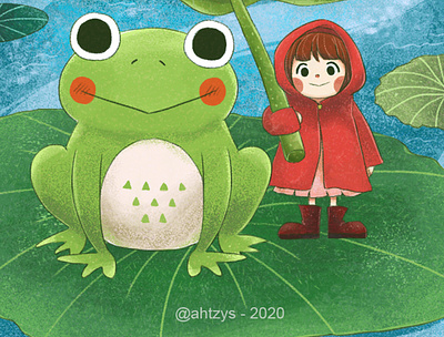 Rainy day with frog character character design children children art children book children book illustration children books children illustration childrens childrens book childrens illustration frog green illustration illustration art illustrations illustrator nature photoshop photoshop art