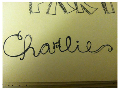 Charlie design lettering sketch