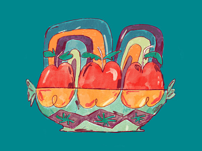 Rainbows and apples artwork illustration