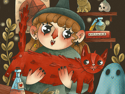 Witch with cat