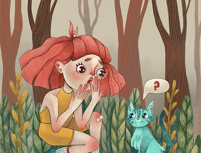 Girl and cat adobe photoshop art cat character design illustration typography