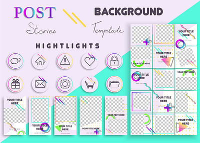 Memphis Instagram design branding geometric highlights icons illustration instagram instagram banner instagram hightlights instagram post instagram stories instagram story instagram template memphis social media design templates typography vector