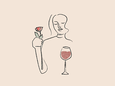 girl with a rose art artline artwork design doodle illustration minimalism illustration minimalist rose vector wine