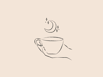 tea art artline artwork doodle illustration minimalism illustration minimalist moon tea vector