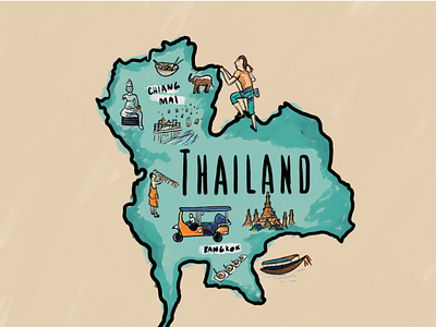 Thailand drawing illustration map procreate skillshare thailand travel travel art