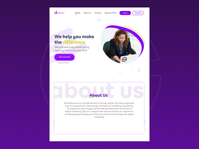 Advertising agency landing page art branding dailyui design icon logo typography ui ux web